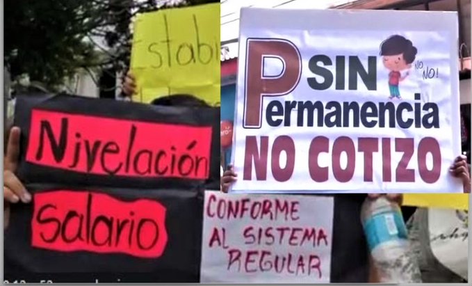 Docentes Proheco protestan a nivel nacional exigiendo permanencia y nivelación salarial