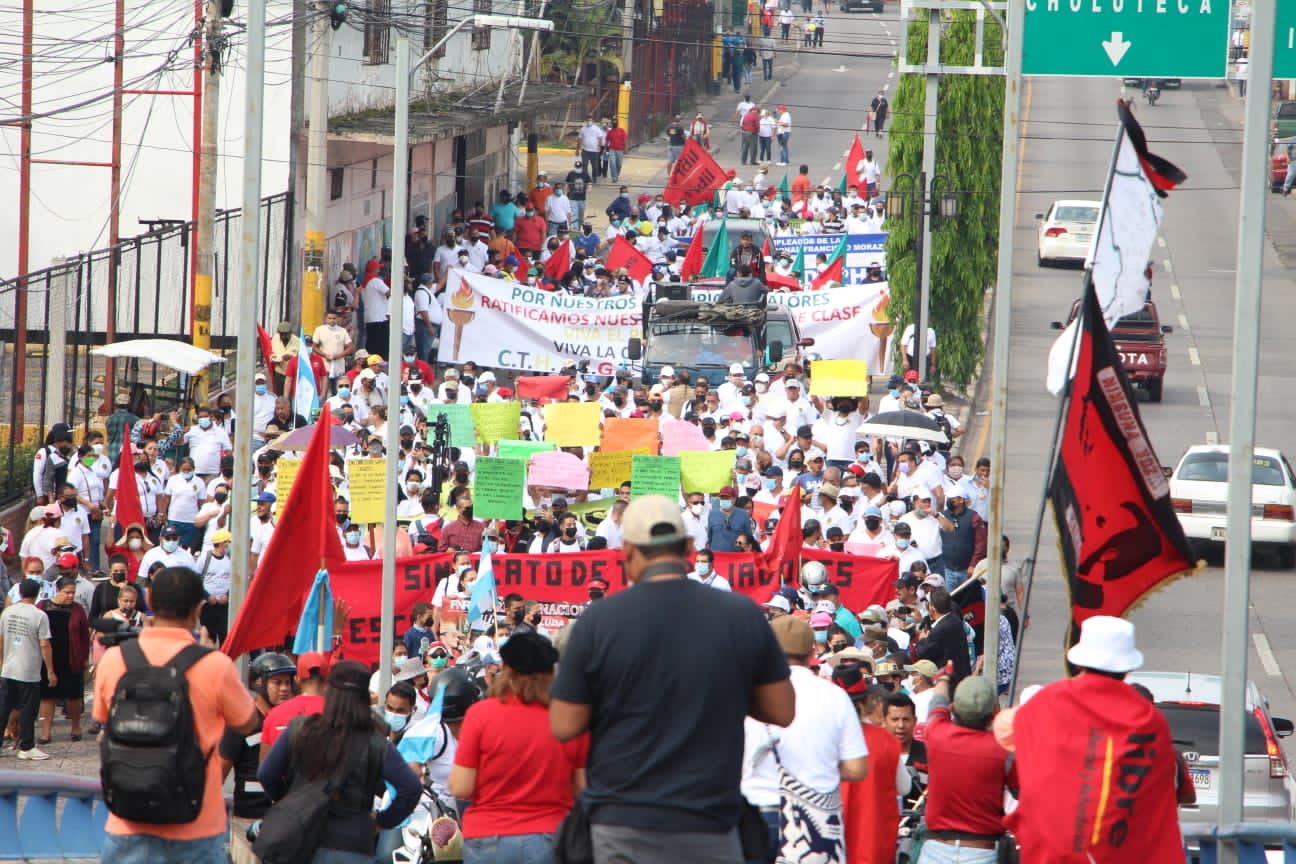 En imágenes, la marcha de los trabajadores del 1 de mayo en Tegucigalpa