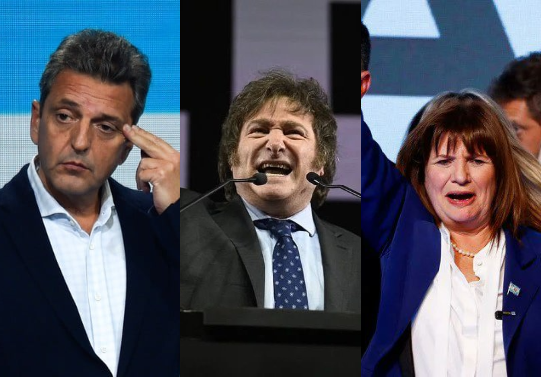 Milei, Bullrich y Massa disputarán la presidencia de Argentina