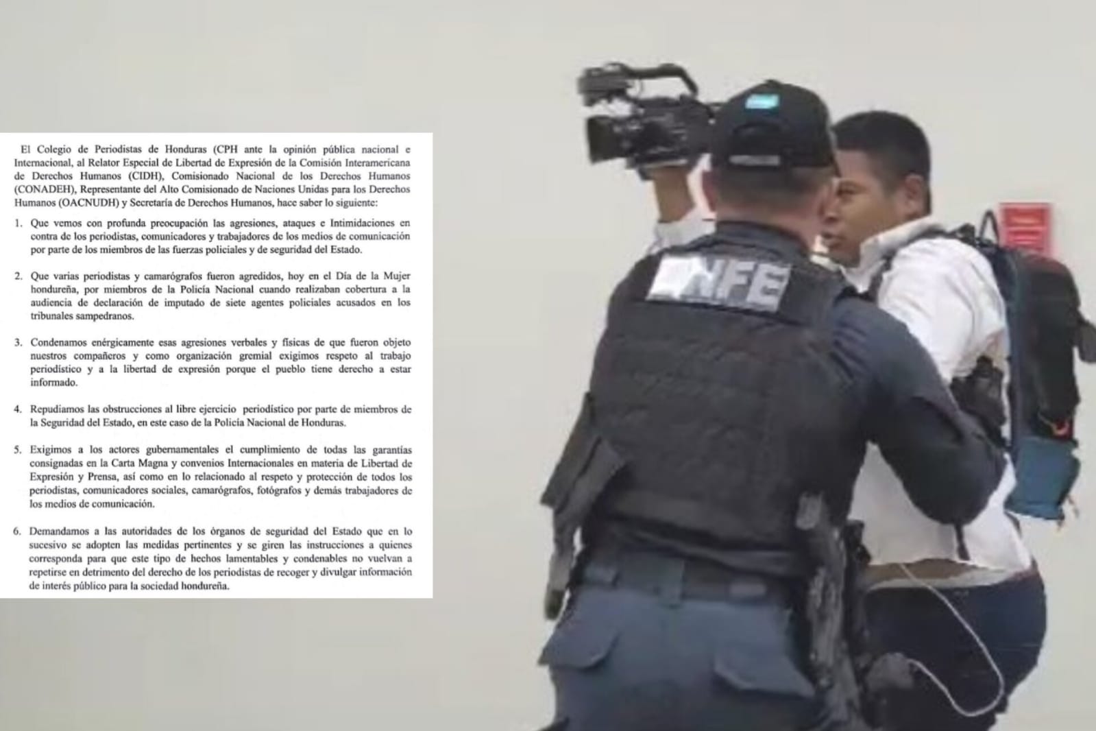 CPH condena agresiones de la Policía a periodista en San Pedro Sula