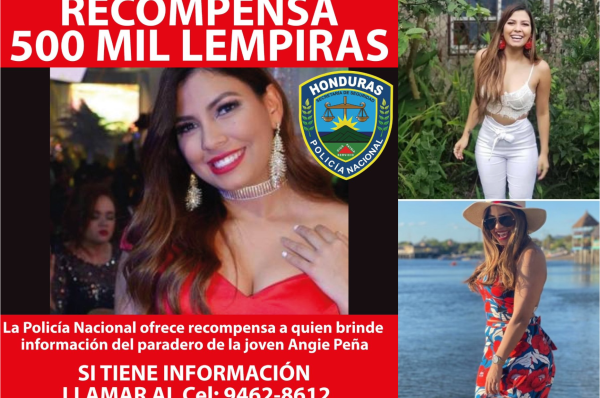 Policía Nacional incrementa recompensa a 500 mil lempiras por información sobre Angie Peña
